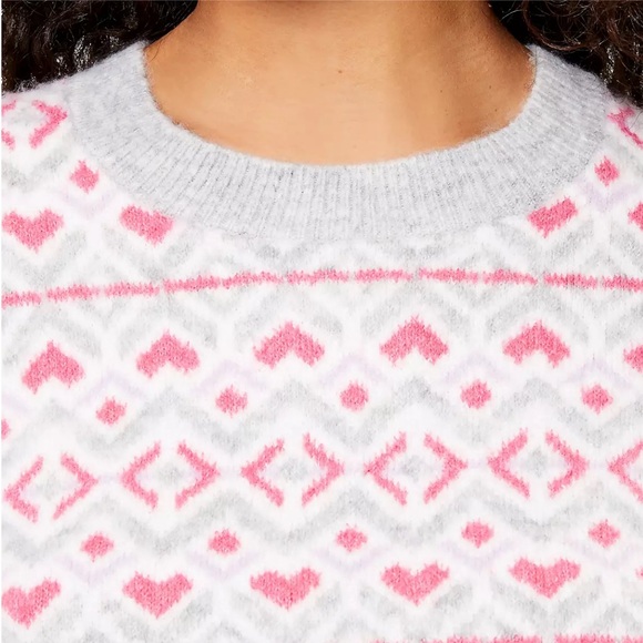 Ann Taylor LOFT Heart Sweater Long Blouson Sleeve Round Neck Comfy Cozy Top - Picture 3 of 13